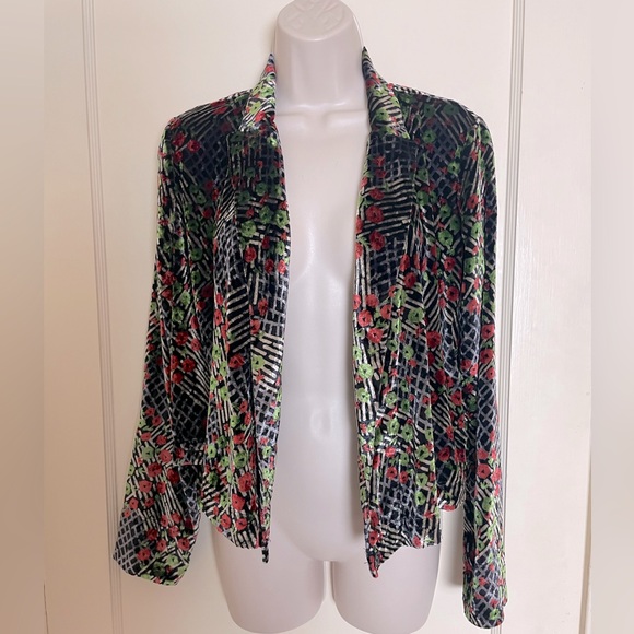 Ett:twa by Anthropologie Velvet Floral Wrap Jacket -Wear 3 ways! - Picture 1 of 16